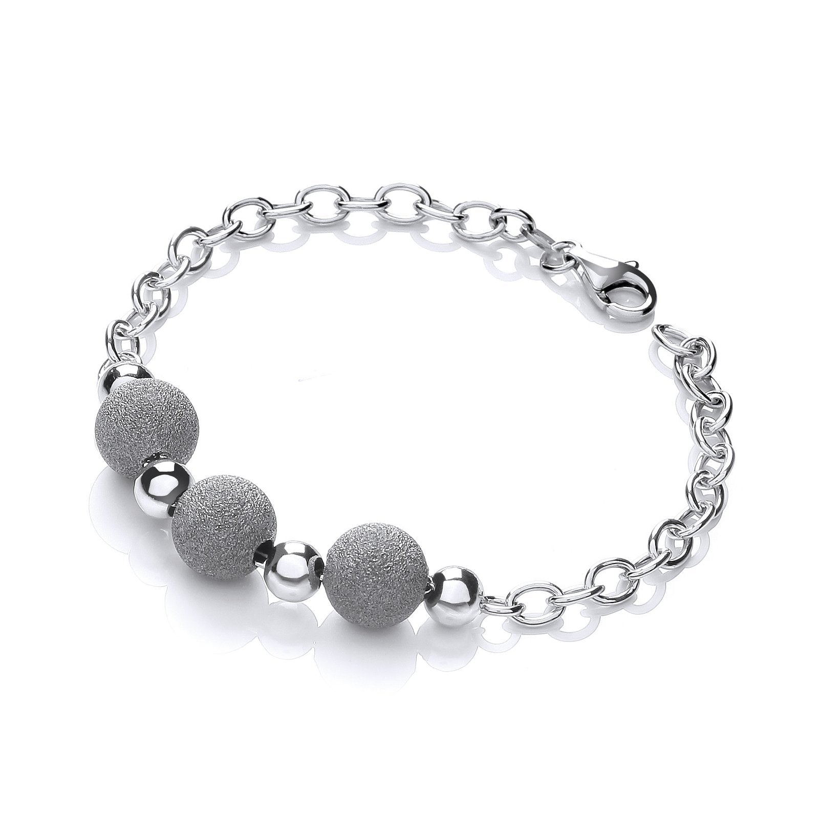 Silver with Three Moondust Beads Bracelet - Fine Bracelet - Certified Authentic - Swiss Made – Luxury Jewellery by Imp